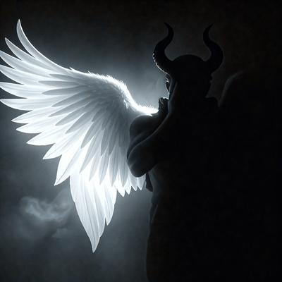 Primary subject: Angel
Setting/background: Dark, possibly nighttime
Visual style: Digital art
Colors and mood: Dark, mysterious, and dramatic